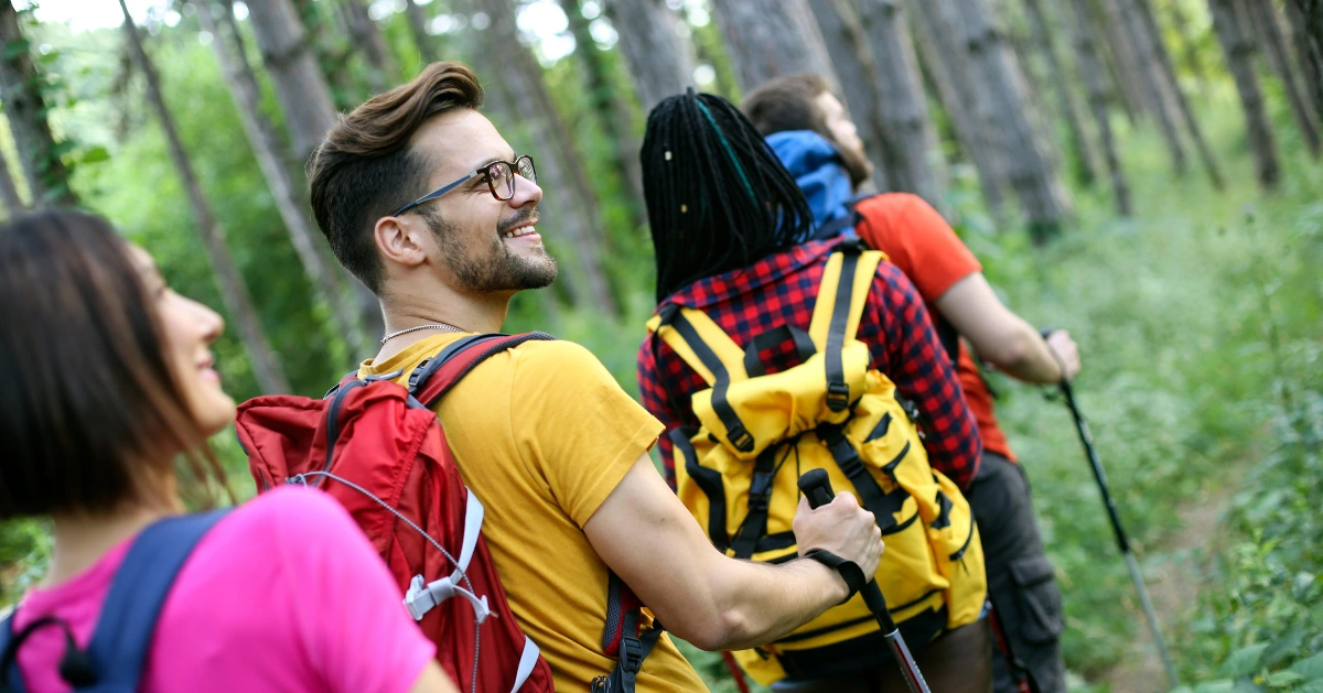 people on a hike expressing a love for life.