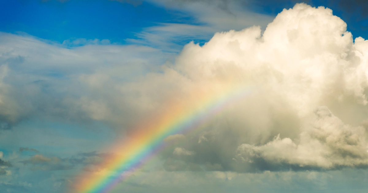 Clouds and rainbow view