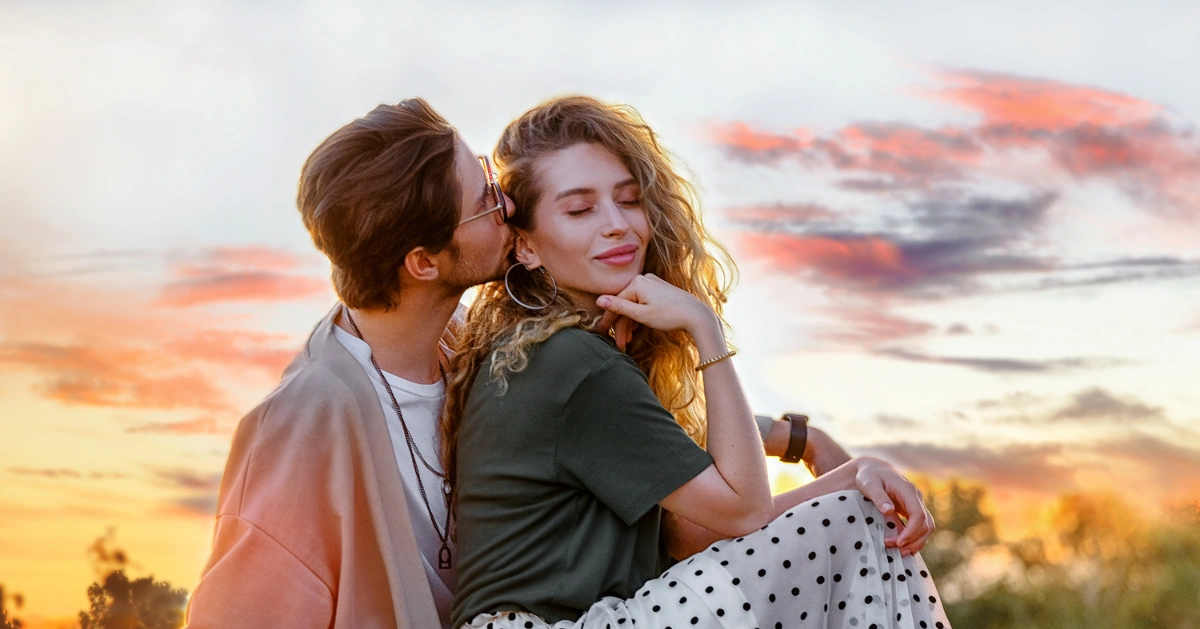 A couple embracing