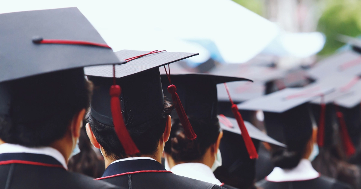 graduates in their cap and gowns