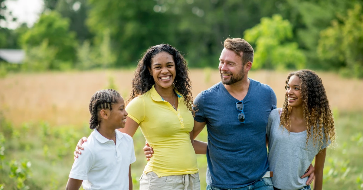 A family in a field