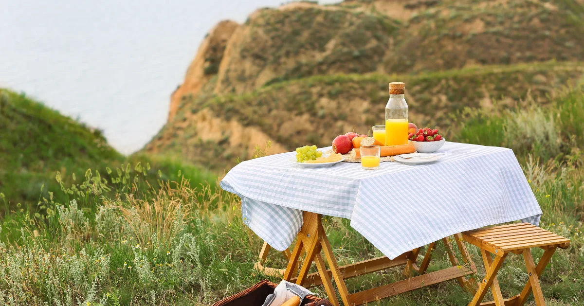 picnic with mountain views