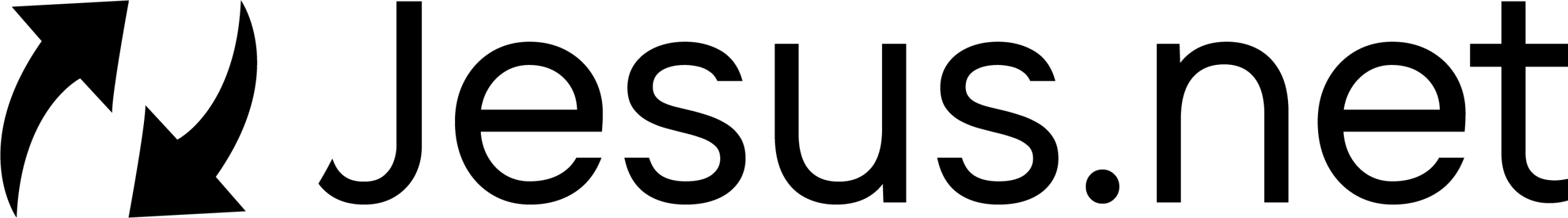 Logo for Jesus.net featuring two curved arrows forming a circle to the left of the text.